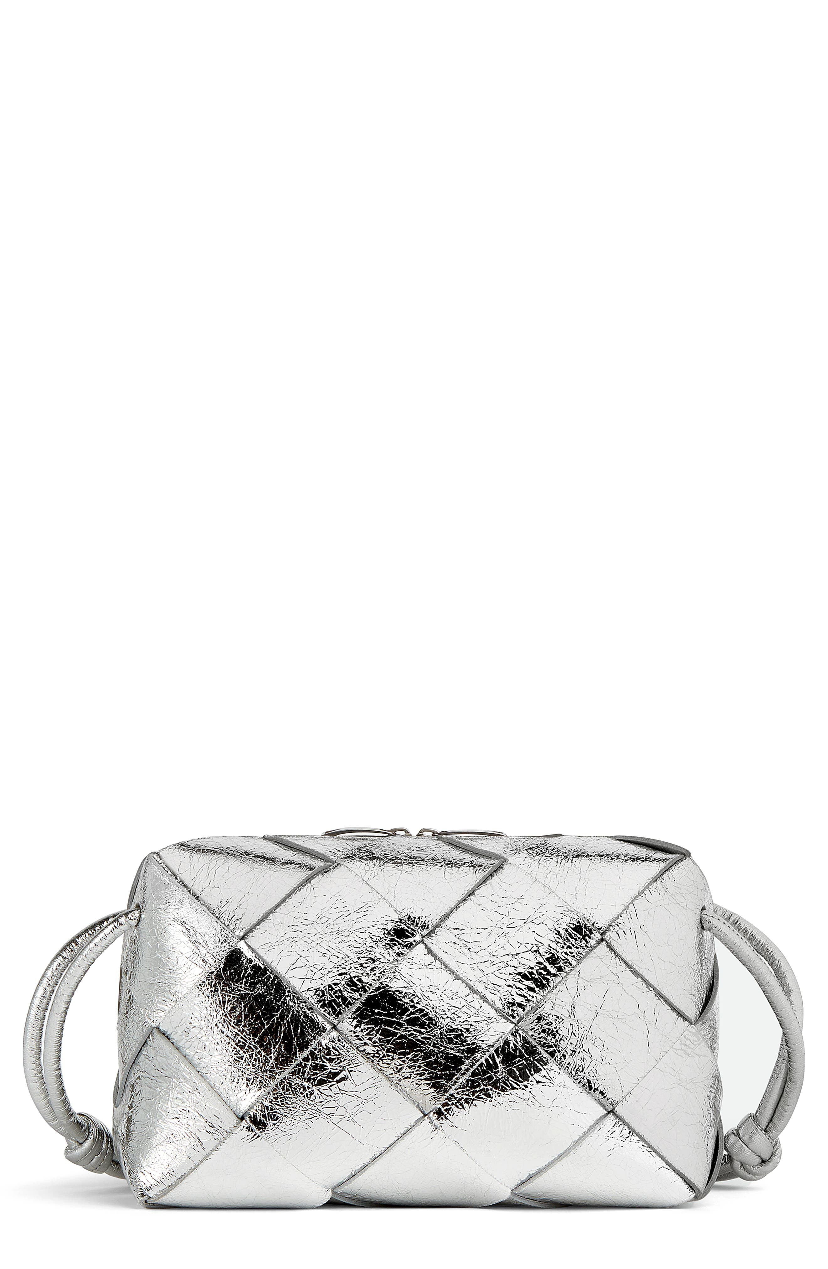 Bottega Veneta Cassette Intrecciato Metallic Leather Camera Bag, Main, color, 