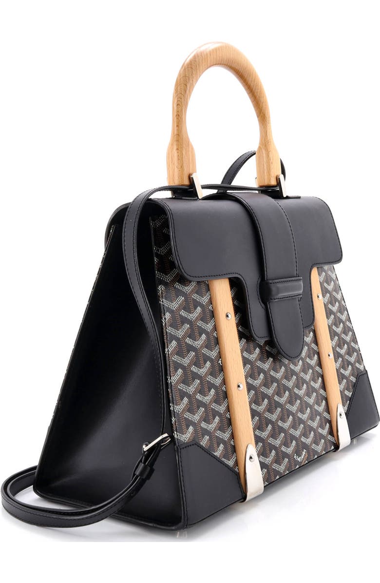 Pre-Owned Goyard Saigon Top Handle Bag Coated Canvas with Leather MM, Alternate, color, Black