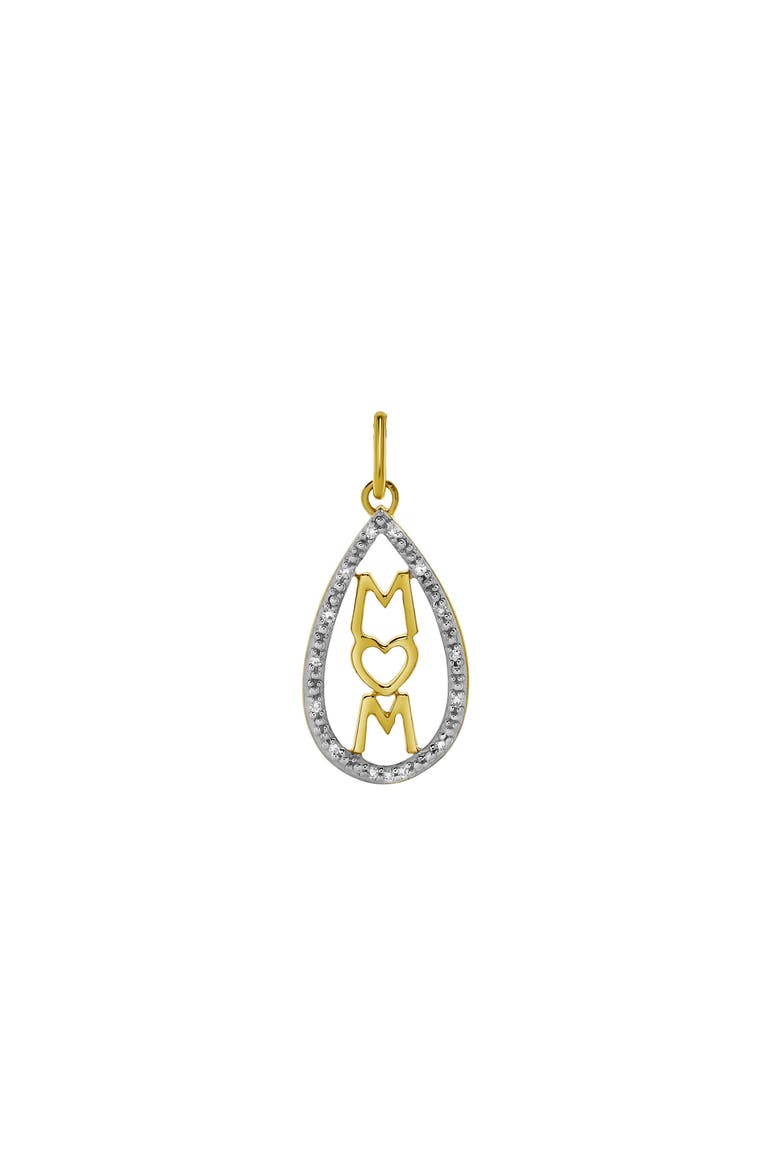 Teardrop Mom Diamond Pendant Necklace in 10K Yellow Gold, Alternate, color, 10K Yellow Gold
