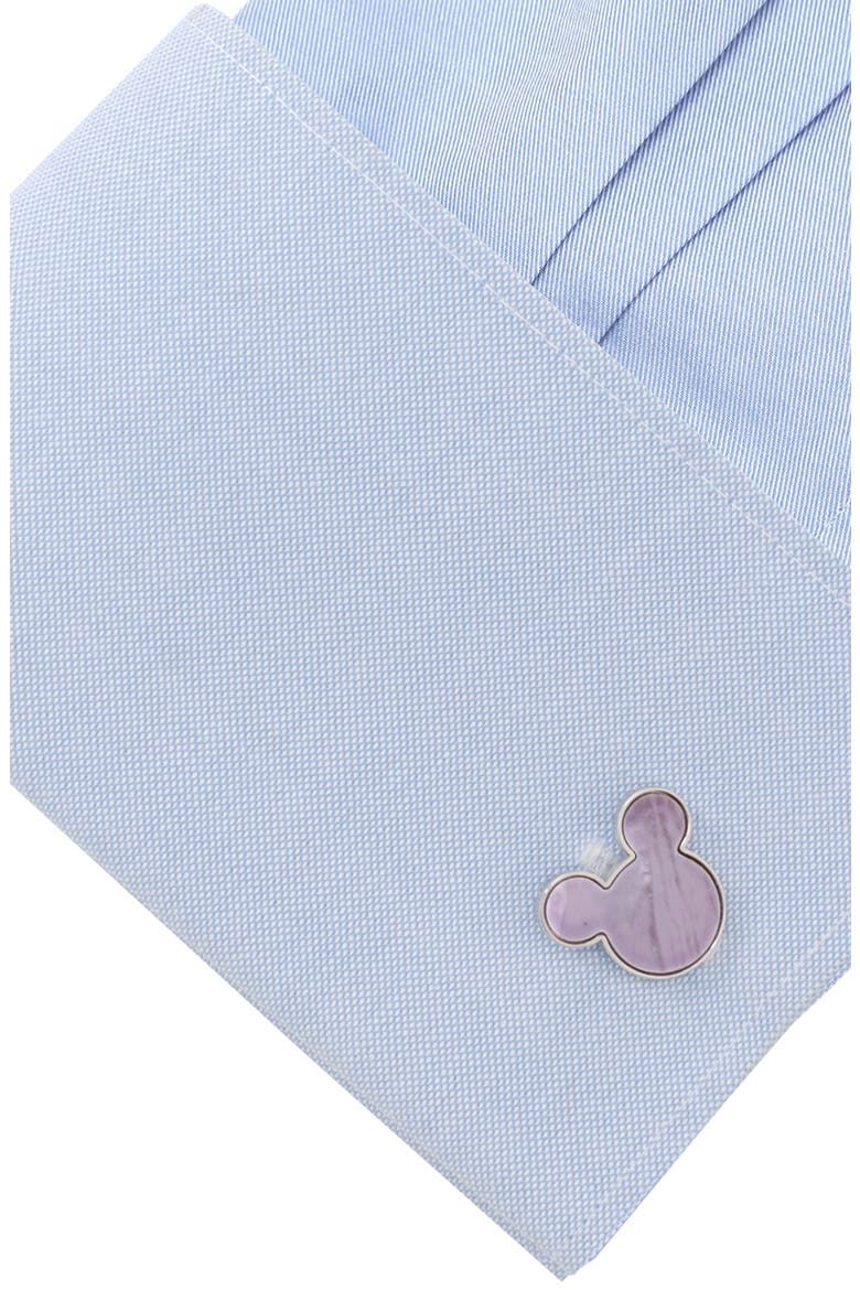 Mickey Mouse Silhouette Mother of Pearl Cuff Links, Alternate, color, PURPLE