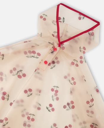 Little Girl's Red Cherry Printed Rain Cape