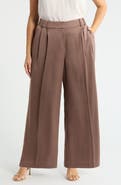 Tahari ASL Pleated Satin Wide Leg Pants