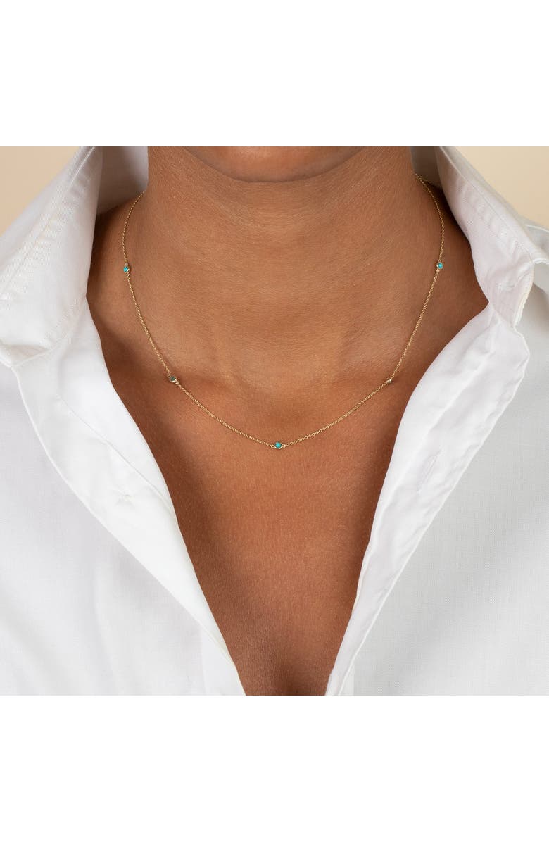 BY ADINA EDEN Turquoise Multi Bezel Embedded Necklace 14K, Alternate, color,