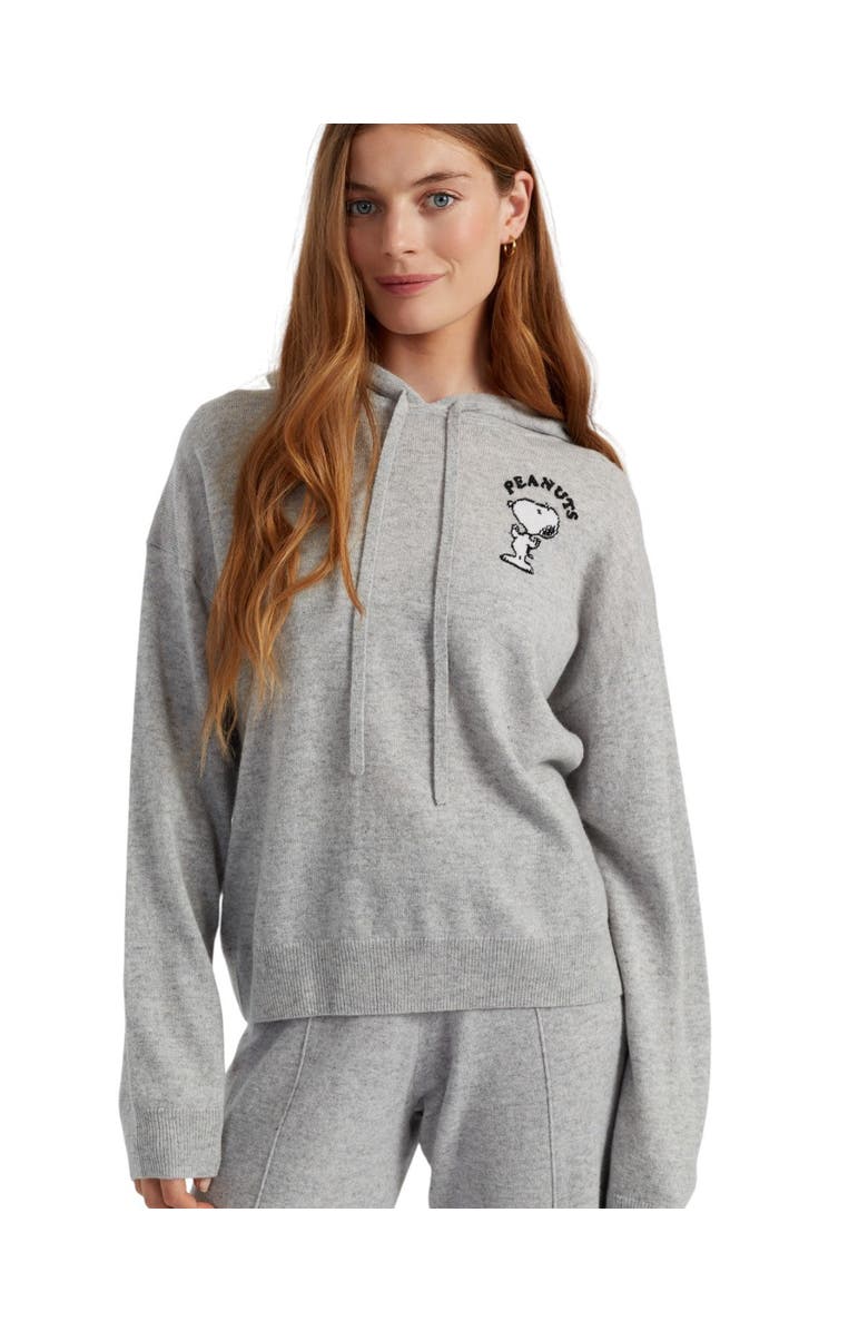Chinti & Parker Wool-Cashmere Peanuts Athletics Dpt Hoodie, Alternate, color, Light Grey
