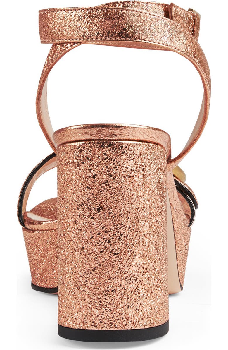 Gucci GG Metallic Ankle Strap Platform Sandal, Alternate, color,