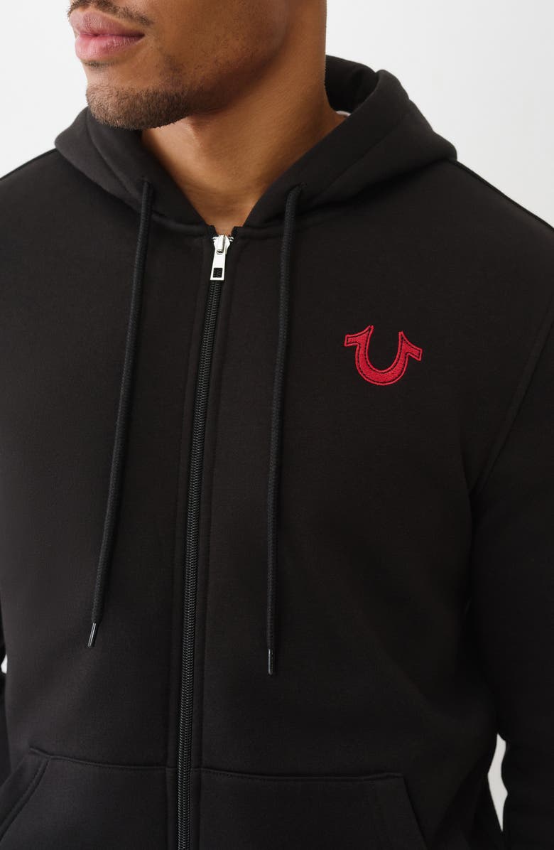 True Religion True Embroidered Zip Hoodie, Alternate, color, Jet Black