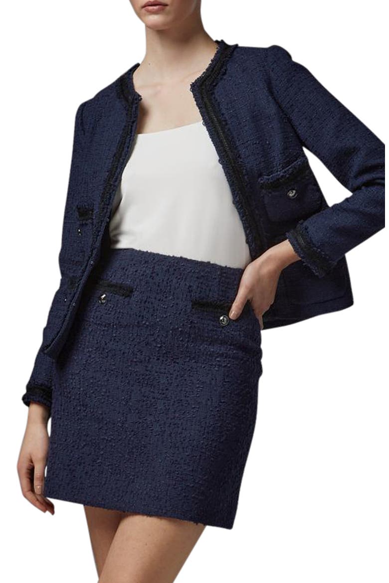 Charlee Tweed Jacket, Main, color, NAVY