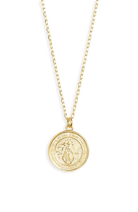 Virgin Mary Coin Pendant Necklace