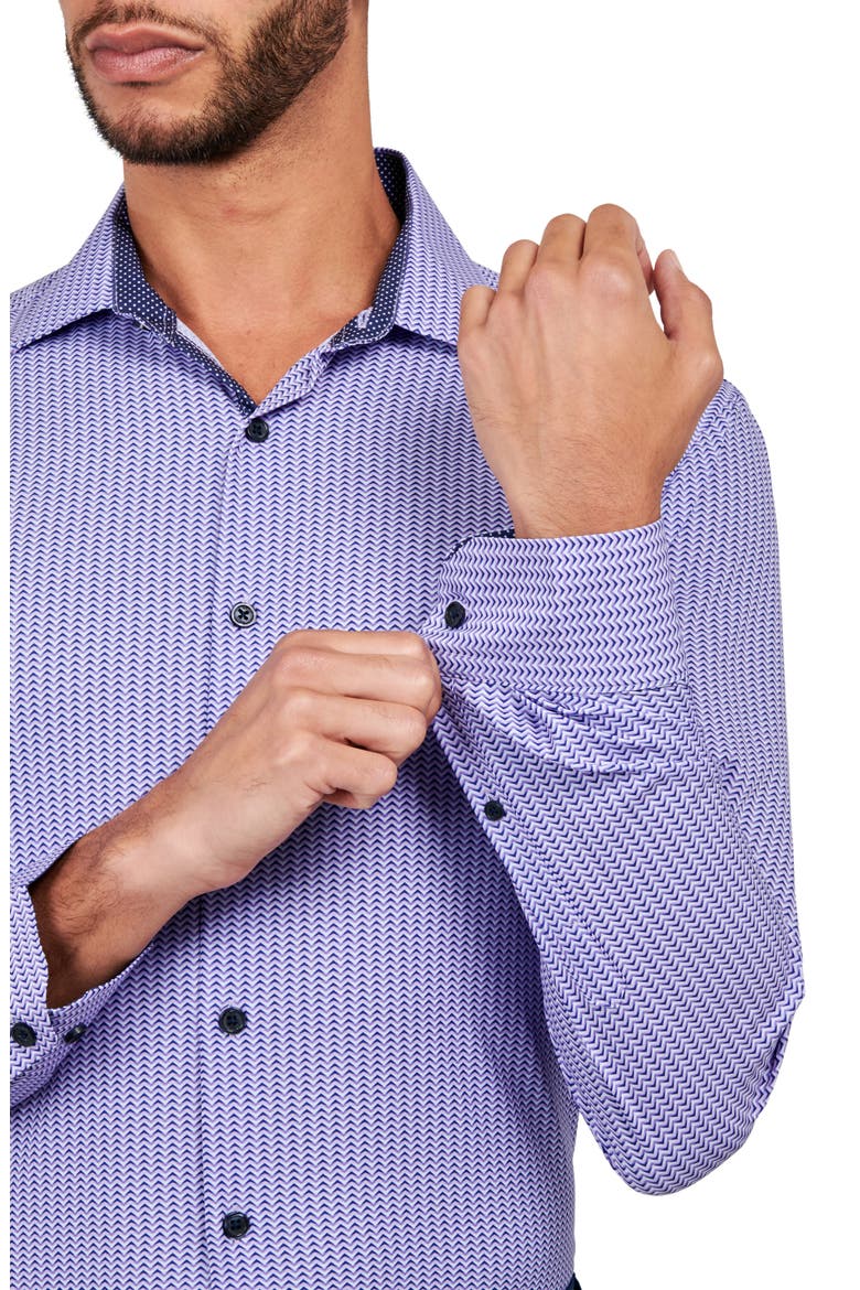 Zig Zag Print Stretch Performance Dress Shirt, Alternate, color, LILAC