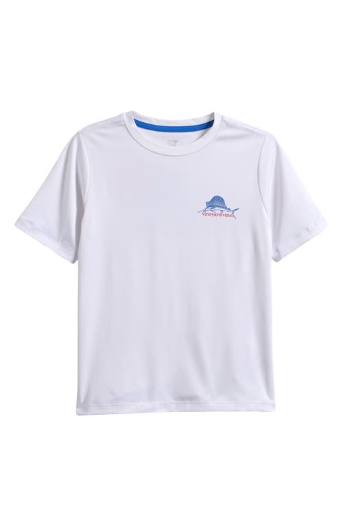 Vineyard Vines Kids' Sailfish Harbor Performance Graphic T-shirt In White Cap