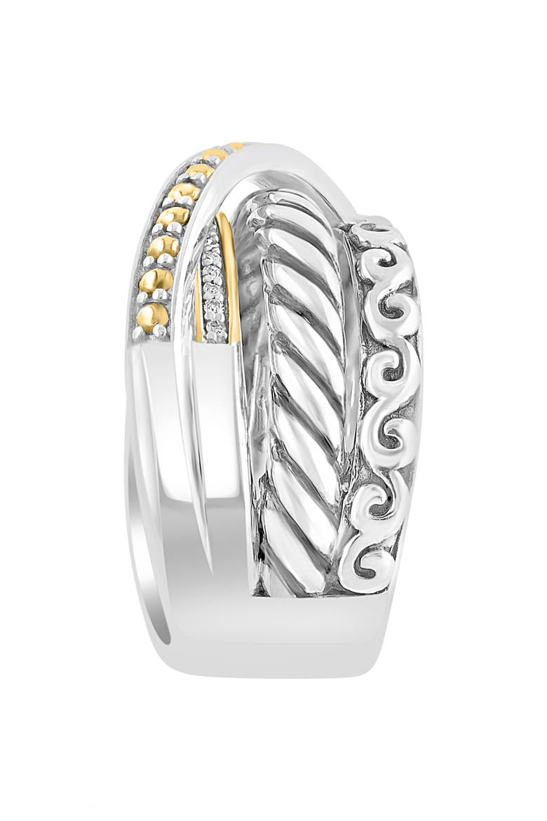 Sterling Silver & 18K Gold Crisscross Ring, Alternate, color, SILVER