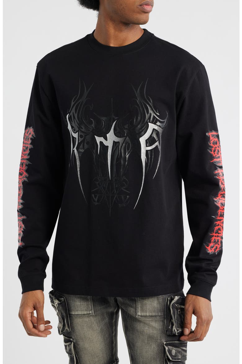 Lawrence Cyber Sigilism Long Sleeve Graphic T-Shirt, Main, color, BLACK CYBER SIGILISM