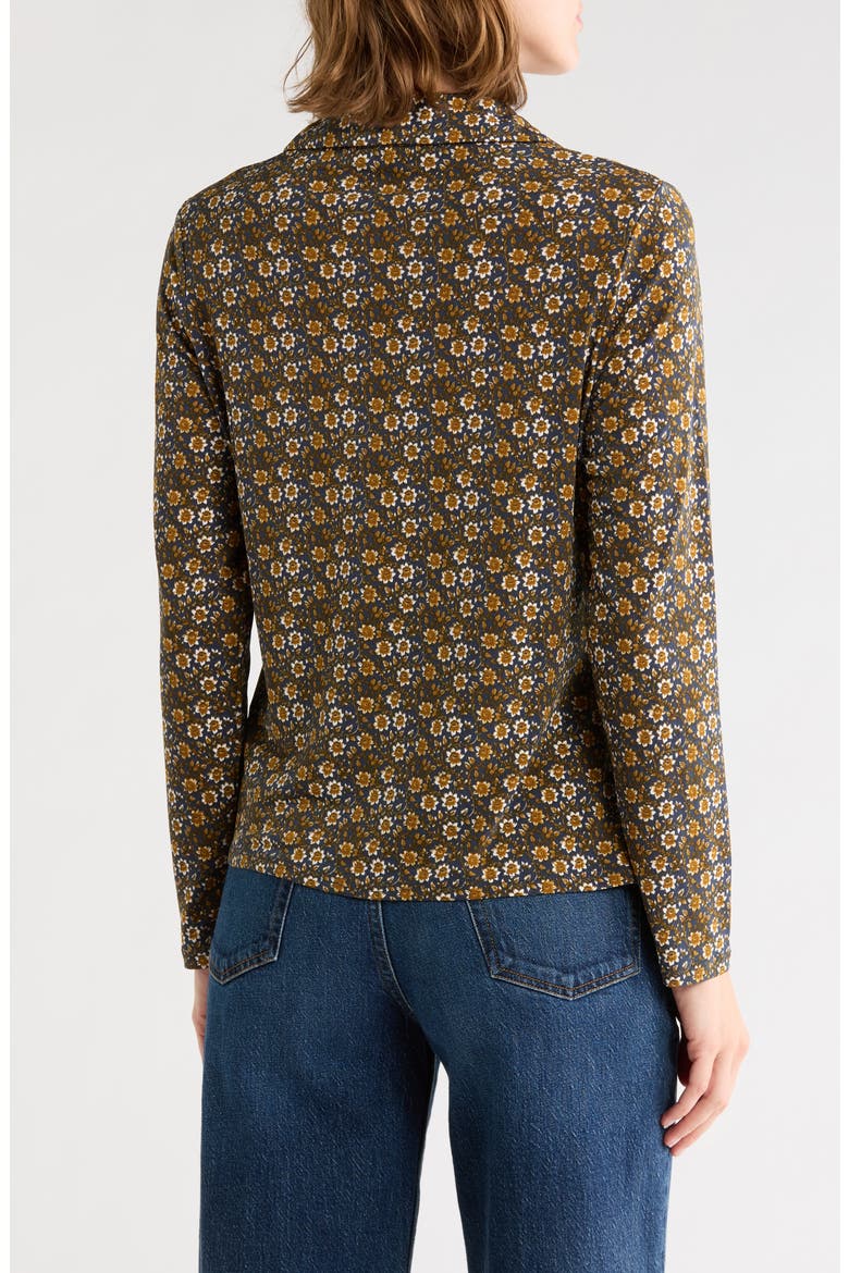 Tulip Print Button Front Knit Top, Alternate, color, DENIM SCROLL FLOWER