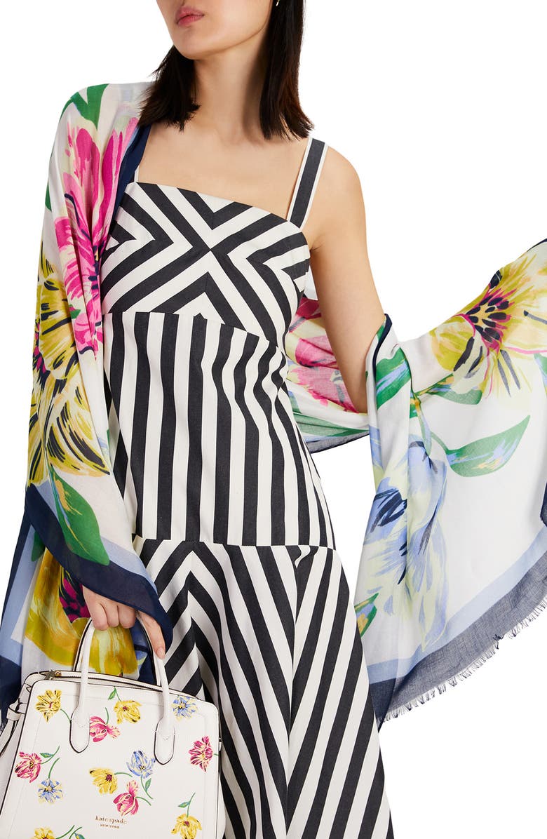 Kate Spade New York growing tulips oblong scarf, Main, color,