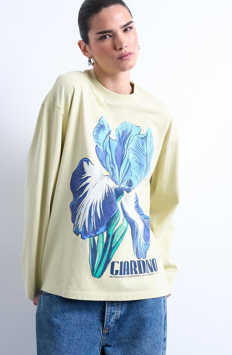 Topshop Giardino Iris Skater Long Sleeve Graphic T-Shirt, Main, color, 
