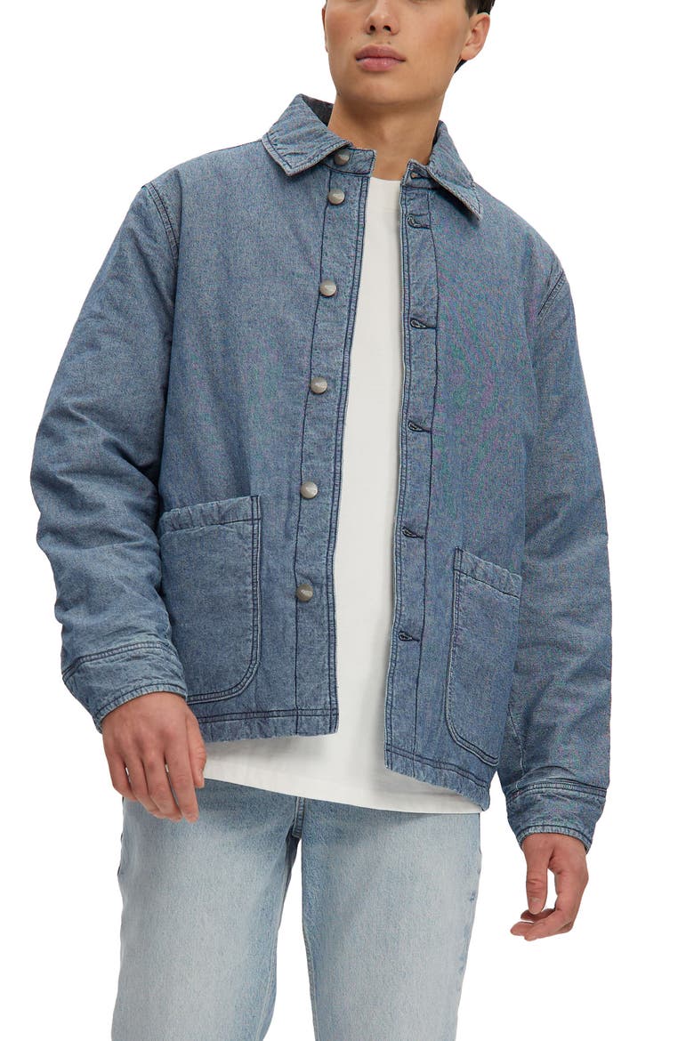 Archie Denim Puffer Shirt Jacket, Alternate, color, LT. INDIGO
