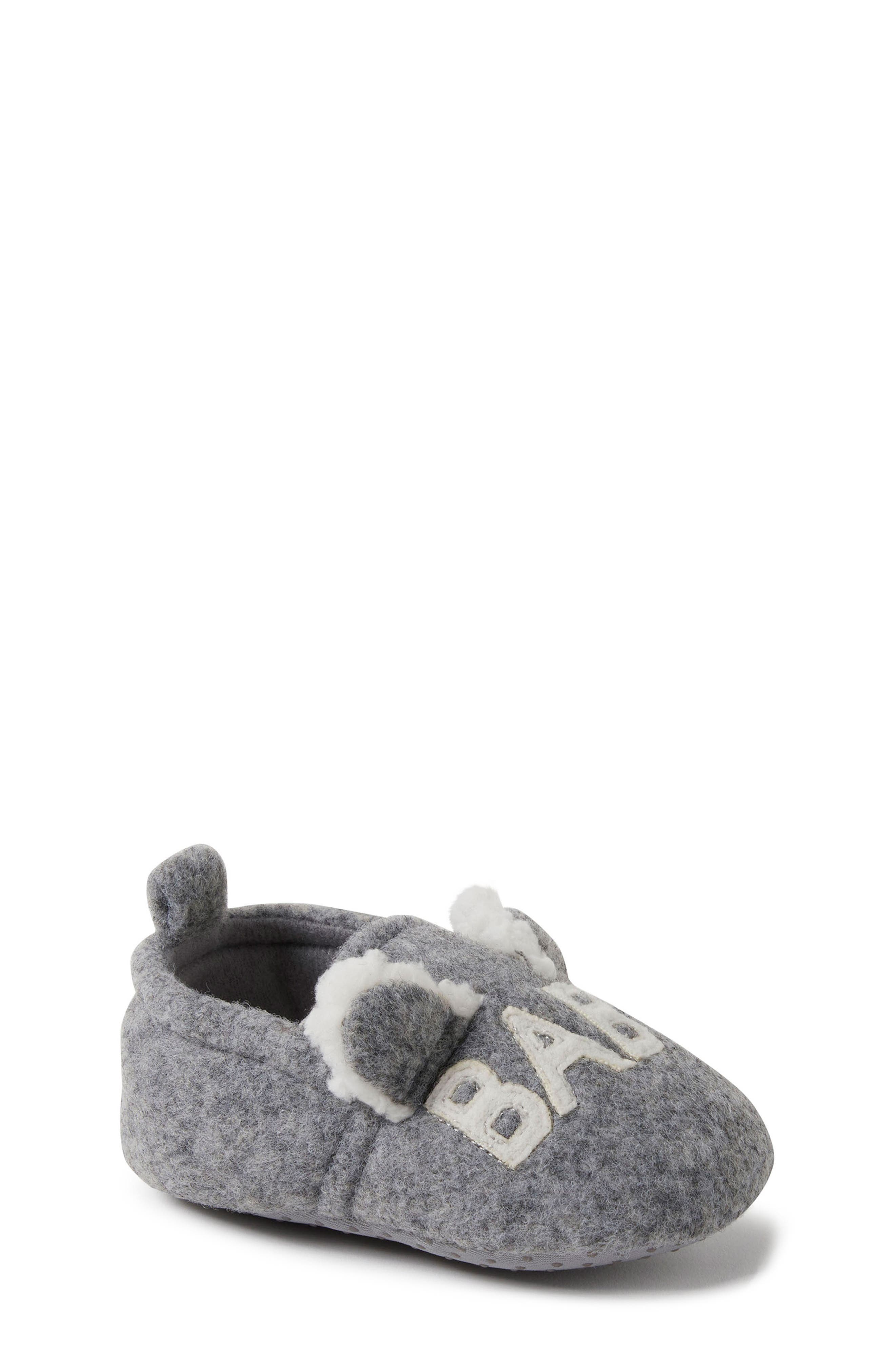 DEARFOAMS Baby Bear Plaid Faux Fur Slipper, Main, color, 