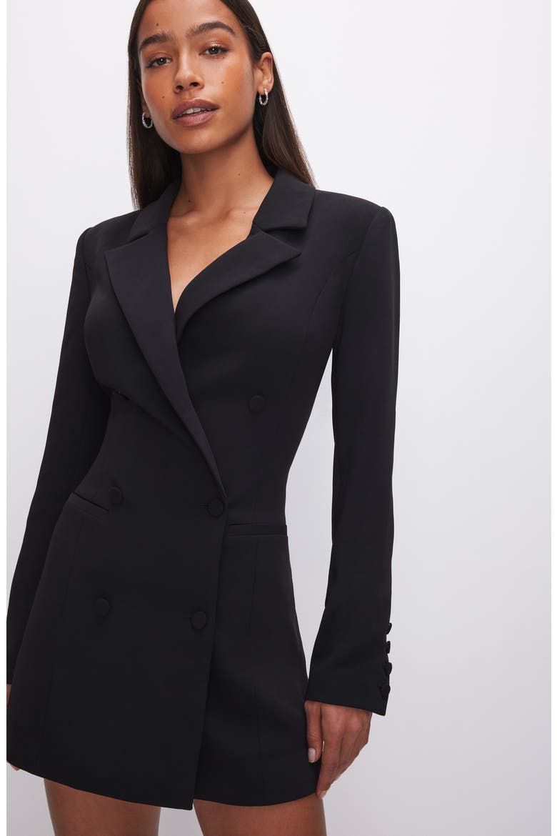 Luxe Suiting Exec Long Sleeve Blazer Minidress, Alternate, color, BLACK001