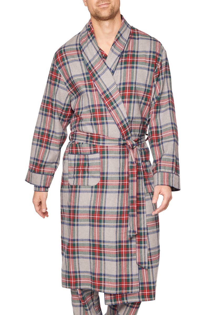 Petite Plume Westinster Tartan Cotton Flannel Robe, Main, color, 