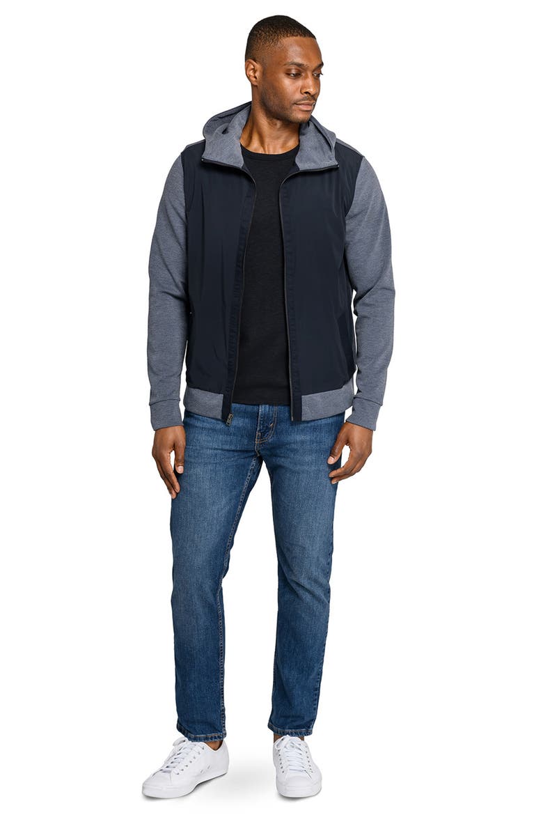 Slim Fit Colorblock Zip-Up Hoodie, Alternate, color, NAVY