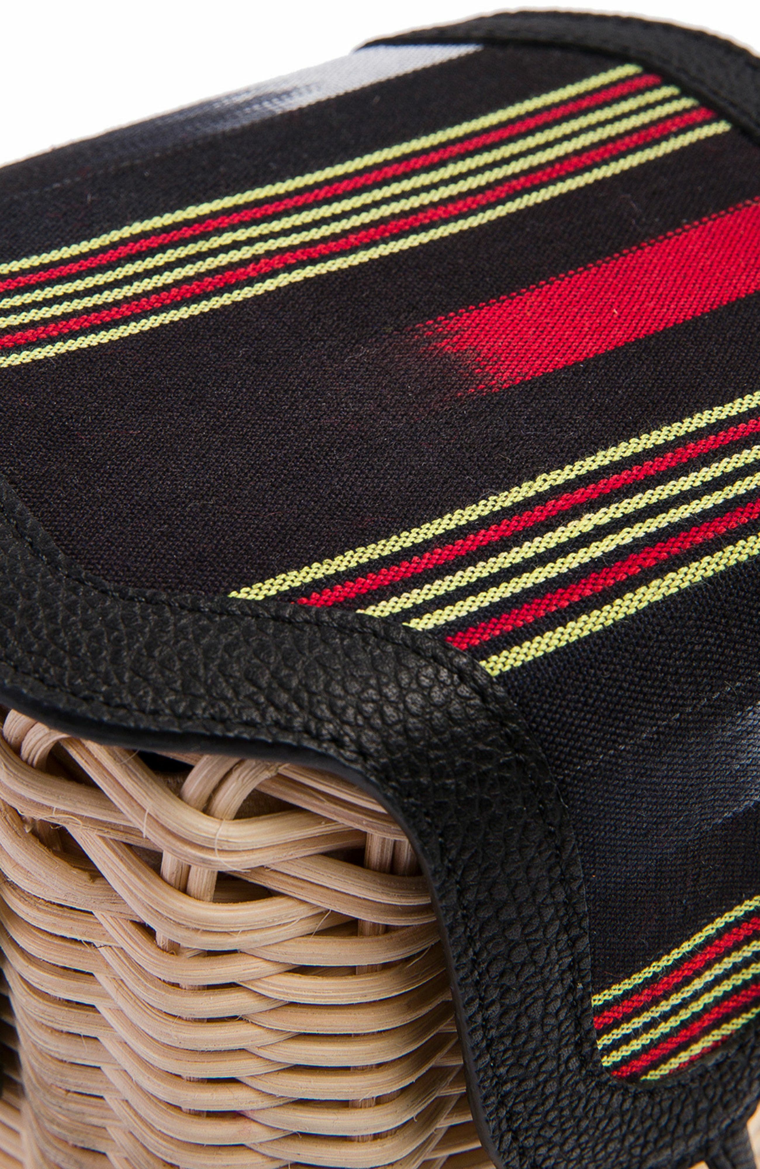 K'ai & Vrosi Leather & Woven Straw Crossbody Bag, Alternate, color, Black