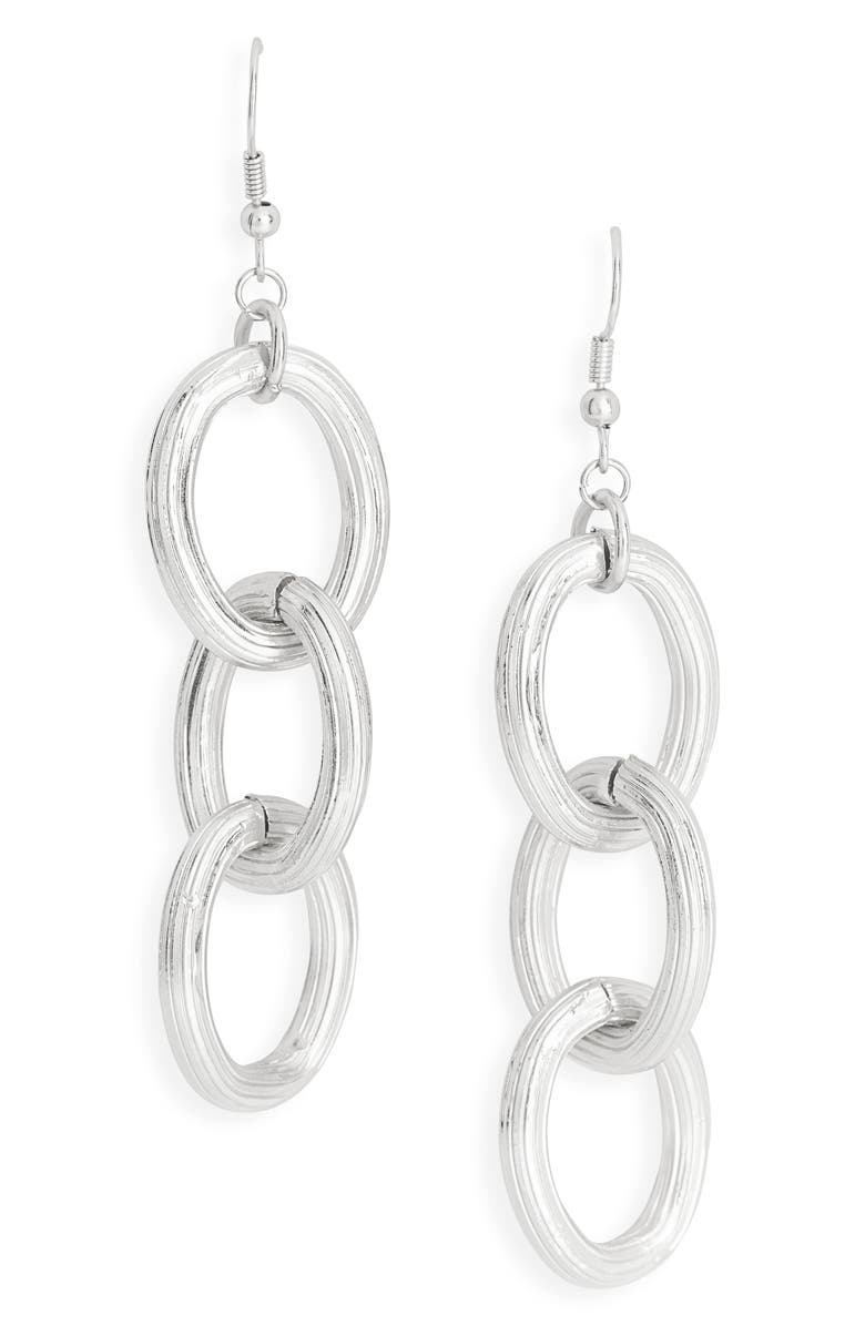 Karine Sultan Ridged Link Drop Earrings, Main, color, Silver