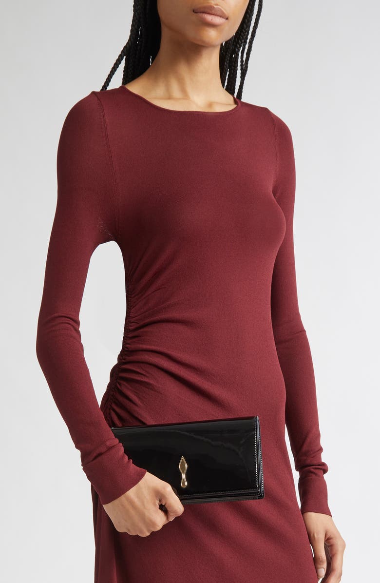 Christian Louboutin Bettina Patent Leather Clutch, Alternate, color, Black/ Gold