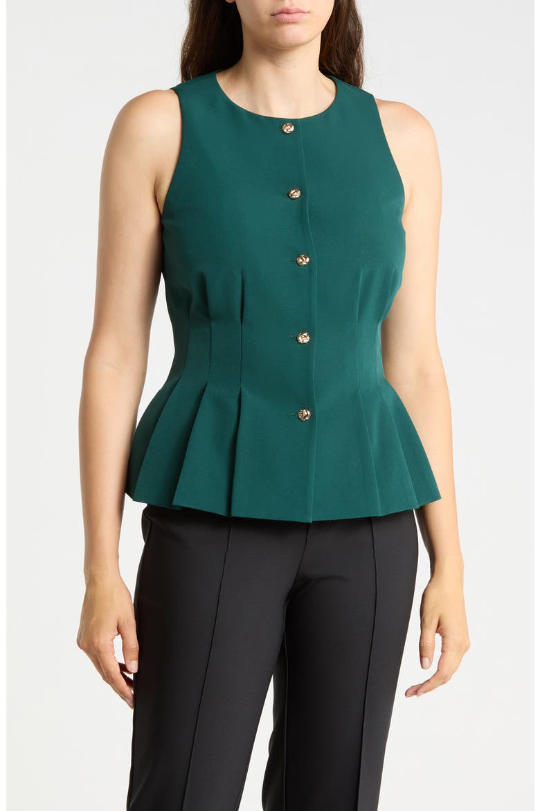 Peplum Darted Vest, Main, color, EMERALD GREEN
