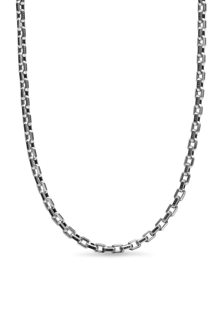 Men's Streamline® Sterling Silver & Black Diamond Link Necklace, 5.5mm, Main, color, SILVER PAVE