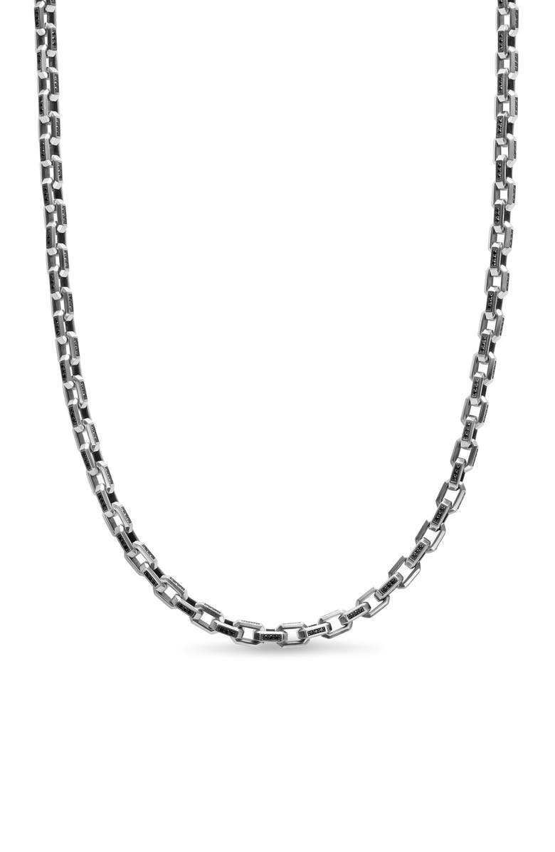 David Yurman Men's Streamline<sup>®</sup> Sterling Silver & Black Diamond Link Necklace, 5.5mm, Main, color, Silver Pave