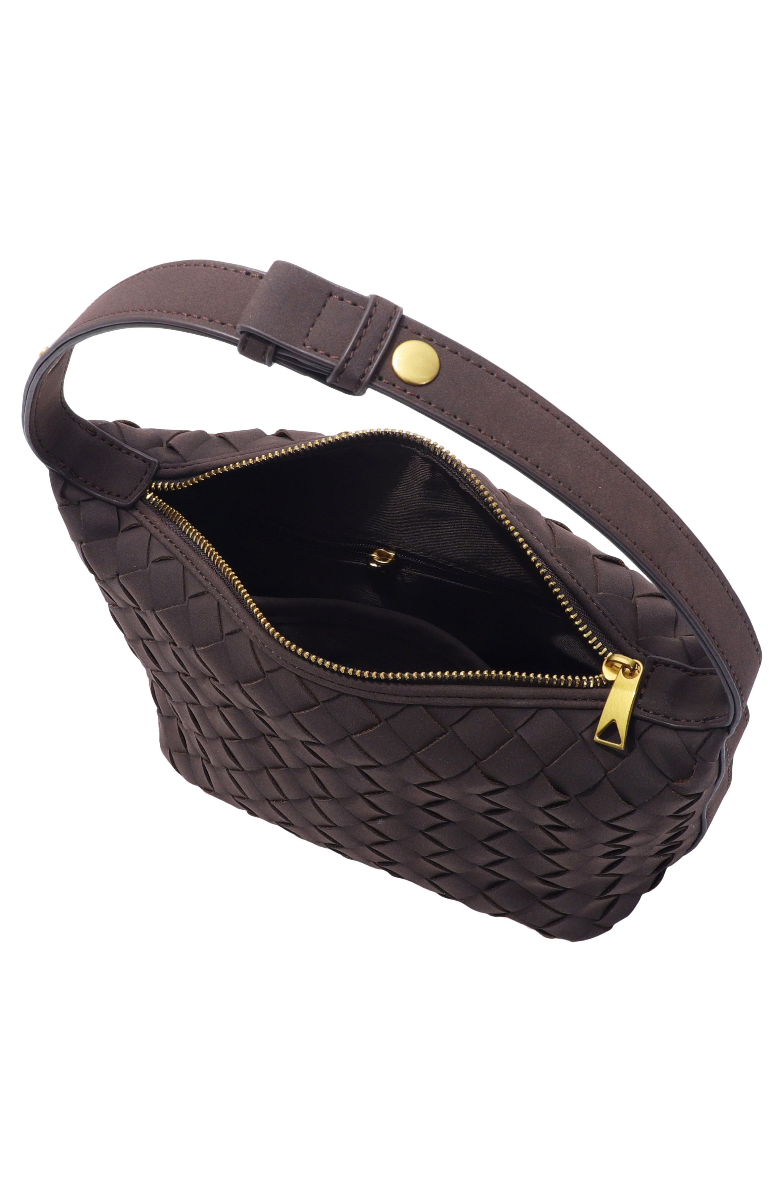 Woven Crescent Bag, Alternate, color, BROWN