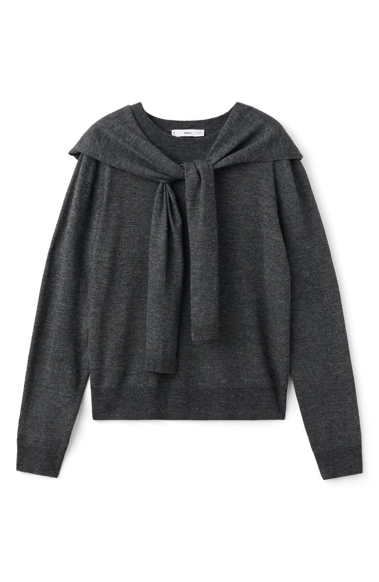 MANGO Scarf Sweater, Alternate, color, Medium Heather Grey