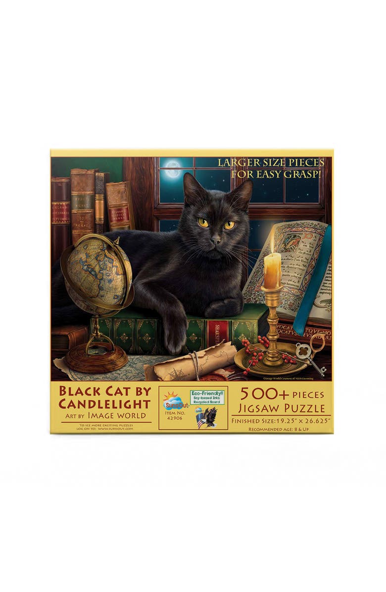 Sunsout Black Cat by Candlelight 500 piece Jigsaw Puzzle for Adults Large Pieces, Alternate, color, Multicolor