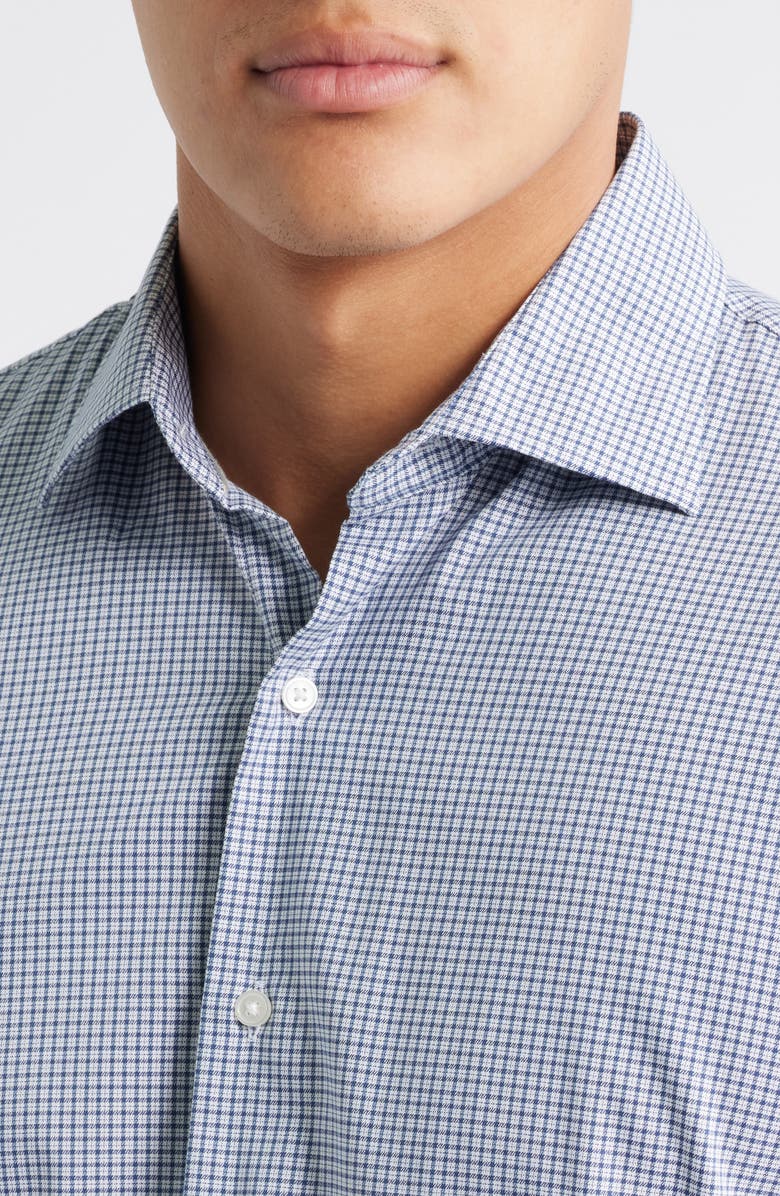 Peter Millar Jackson Crown Lite Microcheck Performance Twill Button-Up Shirt, Alternate, color, Blue Haze