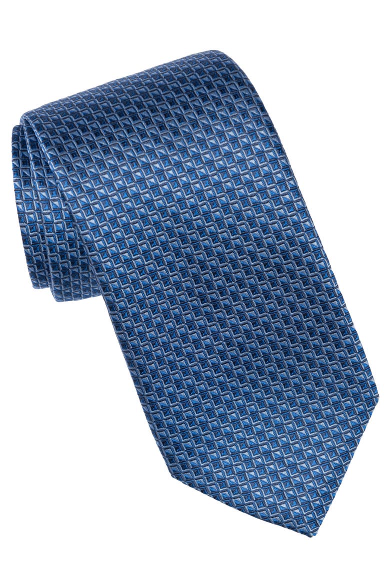 Brunelli - Extra Long Silk Jacquard Tie for Men, Main, color, Blue