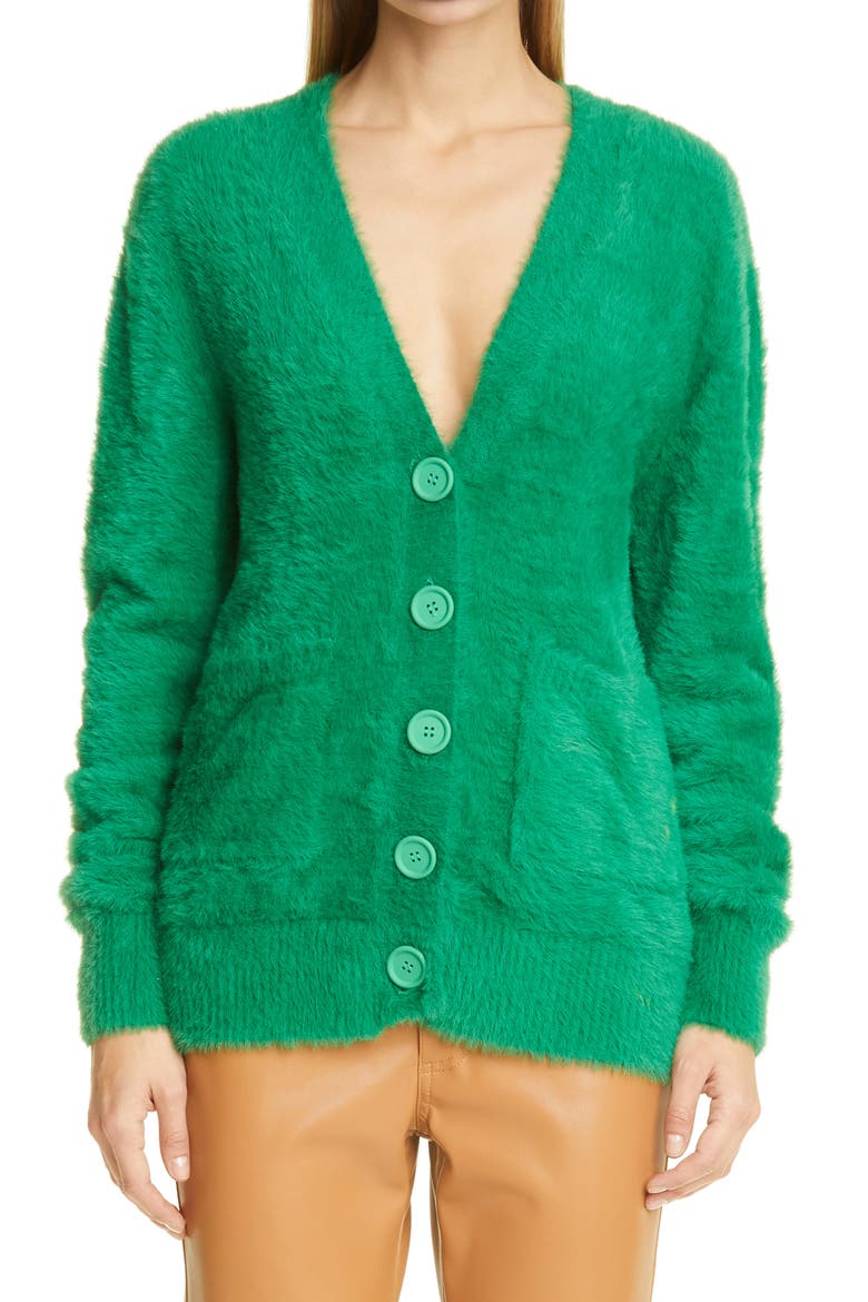 Bix Fuzzy Cardigan, Main, color, KELLY GREEN