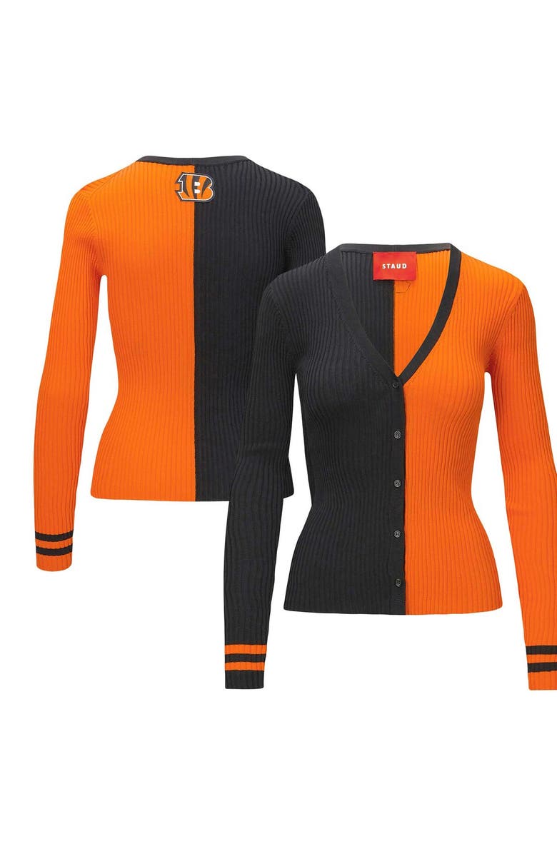 STAUD Women's STAUD Black/Orange Cincinnati Bengals Cargo Sweater, Main, color, 