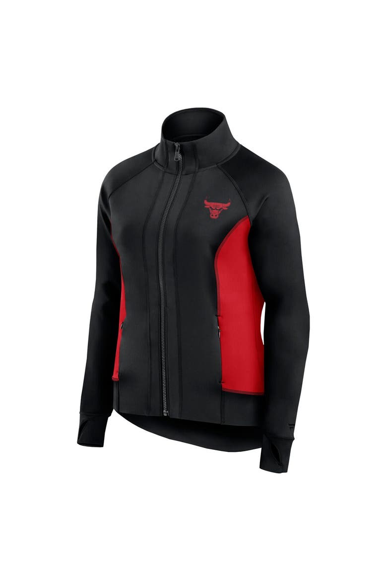Women's Fanatics Signature Black Chicago Bulls Studio Fitted Full-Zip Gym Track Jacket, Alternate, color, Black