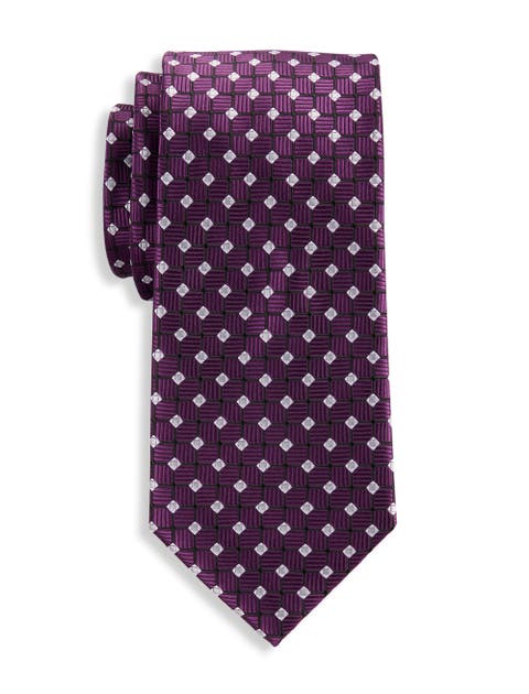 Big & Tall Geometric Grid Patterned Tie