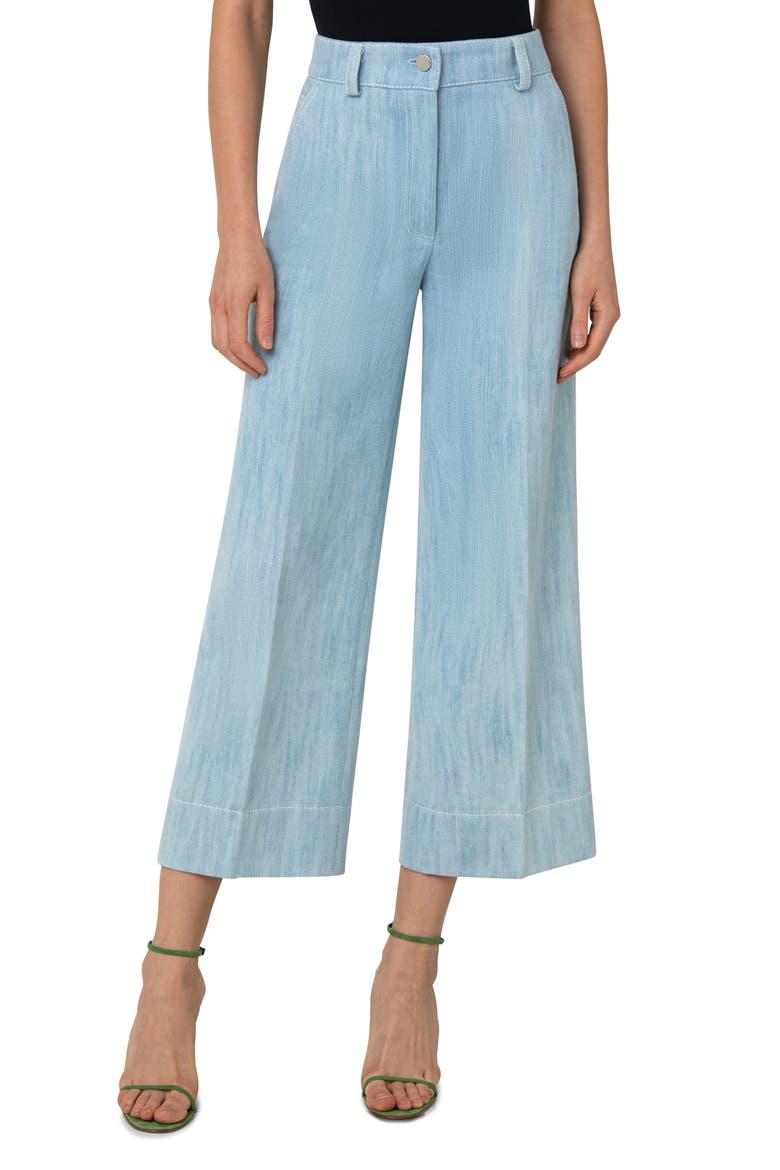 Chiara Wide Leg Crop Denim Pants, Main, color, BLEACHED DENIM