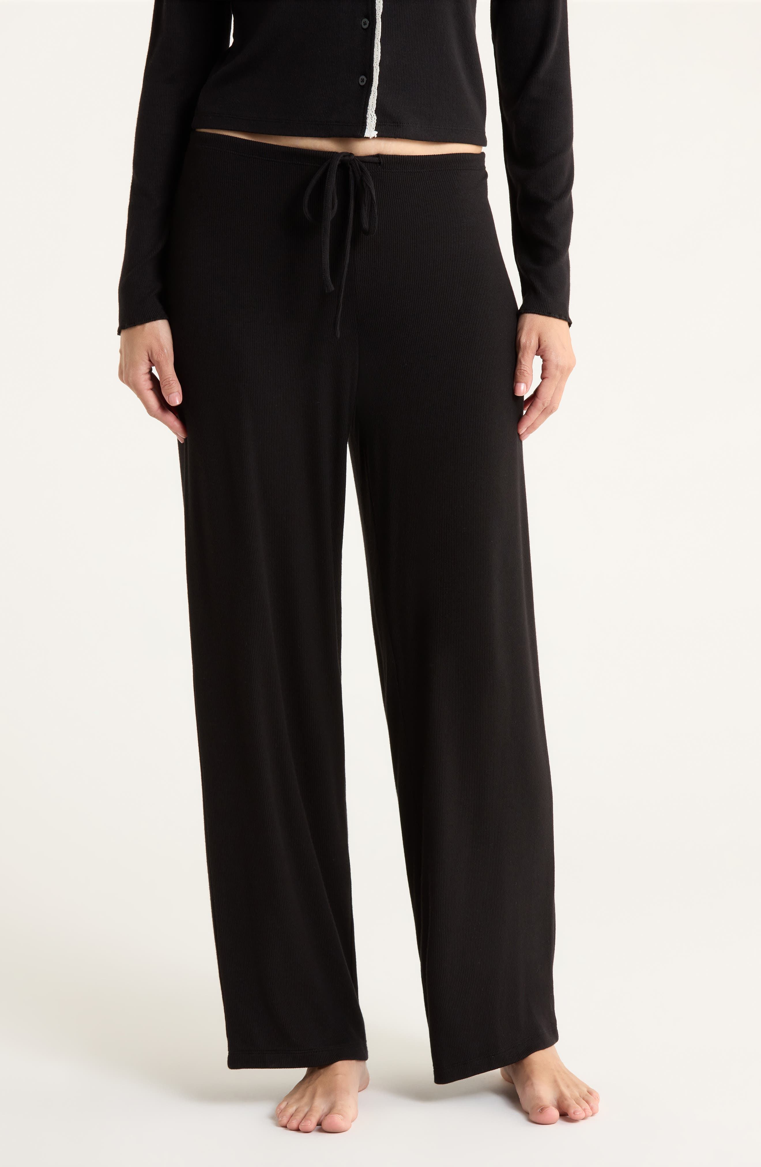 Open Edit Daydream Rib Loung Pants In Black