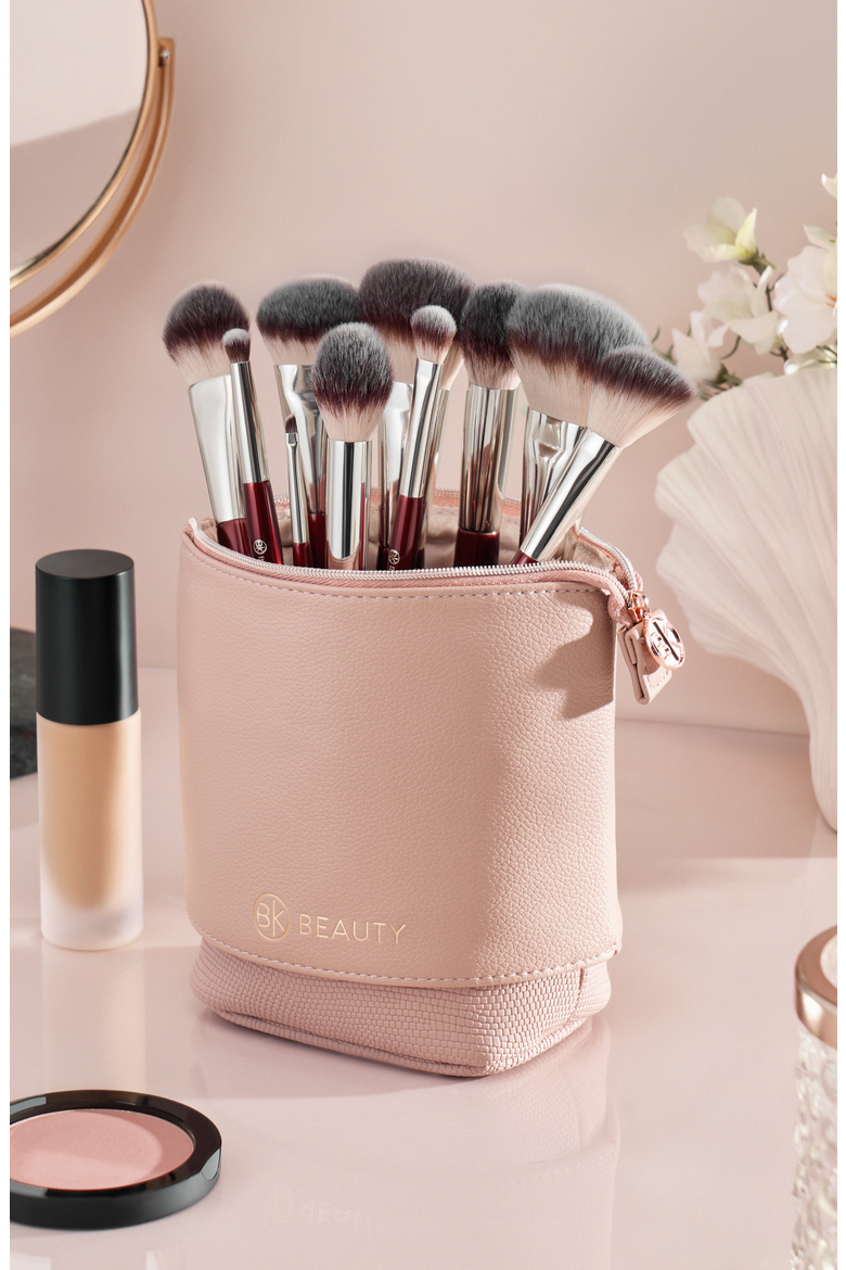 Standup Brush Holder & Travel Makeup Bag, Alternate, color, Blush