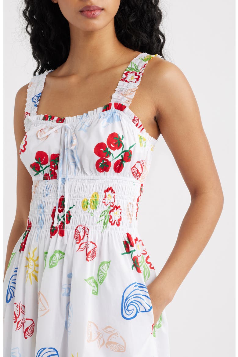 x Giadzy Capri Printed Cotton Midi Sundress, Alternate, color, WHITE ANTIPASTI