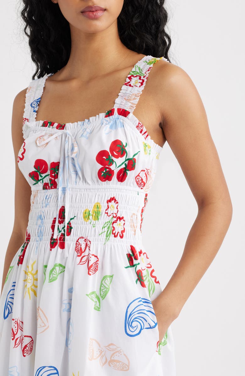 Rails Capri Printed Cotton Midi Sundress, Alternate, color, White Antipasti