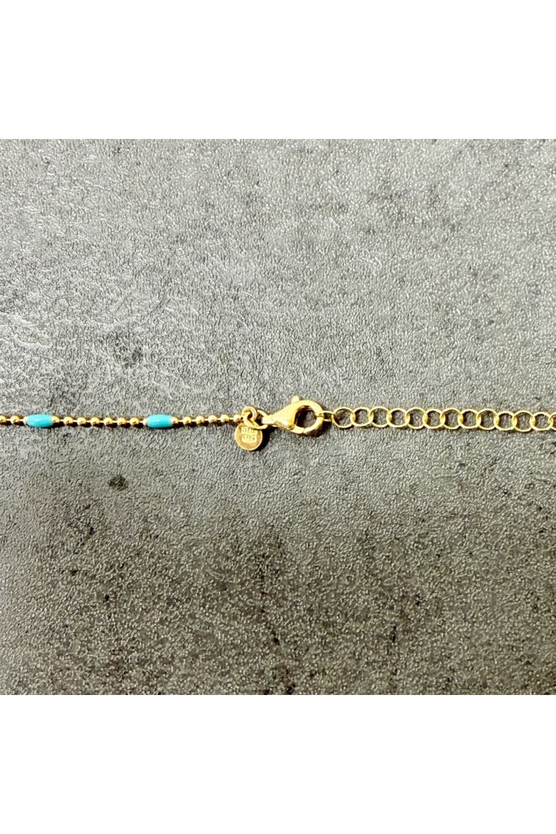 Blue Enamel Nugget Bead Necklace, Alternate, color, Gold-Plated Sterling Silver