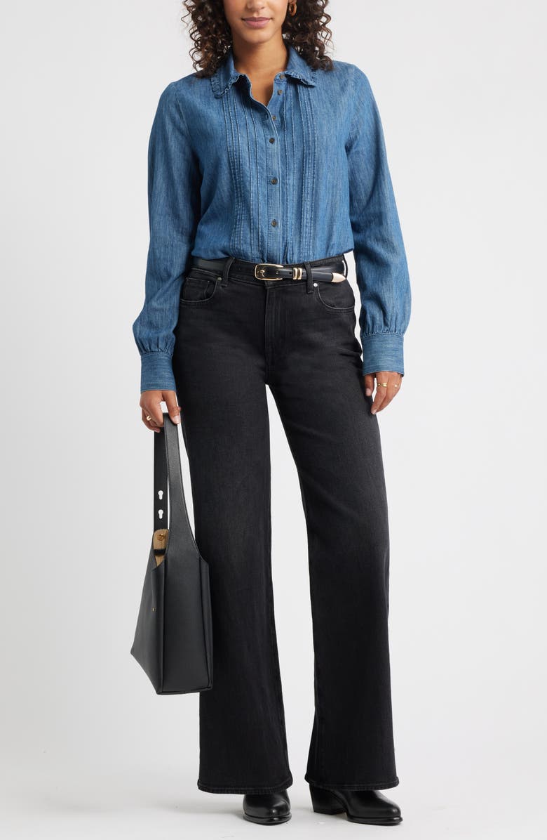 Caslon<sup>®</sup> Pintuck Cotton Chambray Button-Up Shirt, Alternate, color, Dark Wash