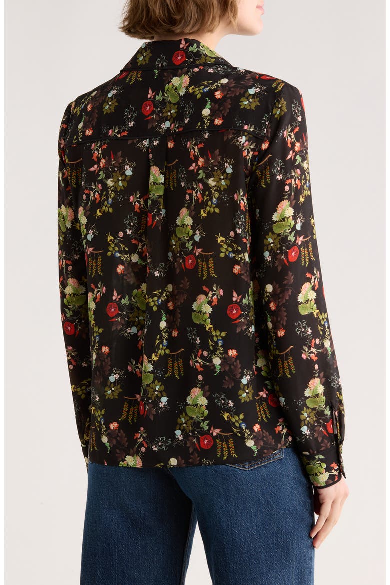 Willa Floral Print Silk Blouse, Alternate, color, BLUSH KISS BLACK