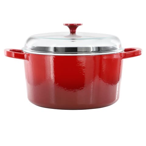 7 Quart Enameled Cast Iron Dutch Oven  with Borosilcate Lid