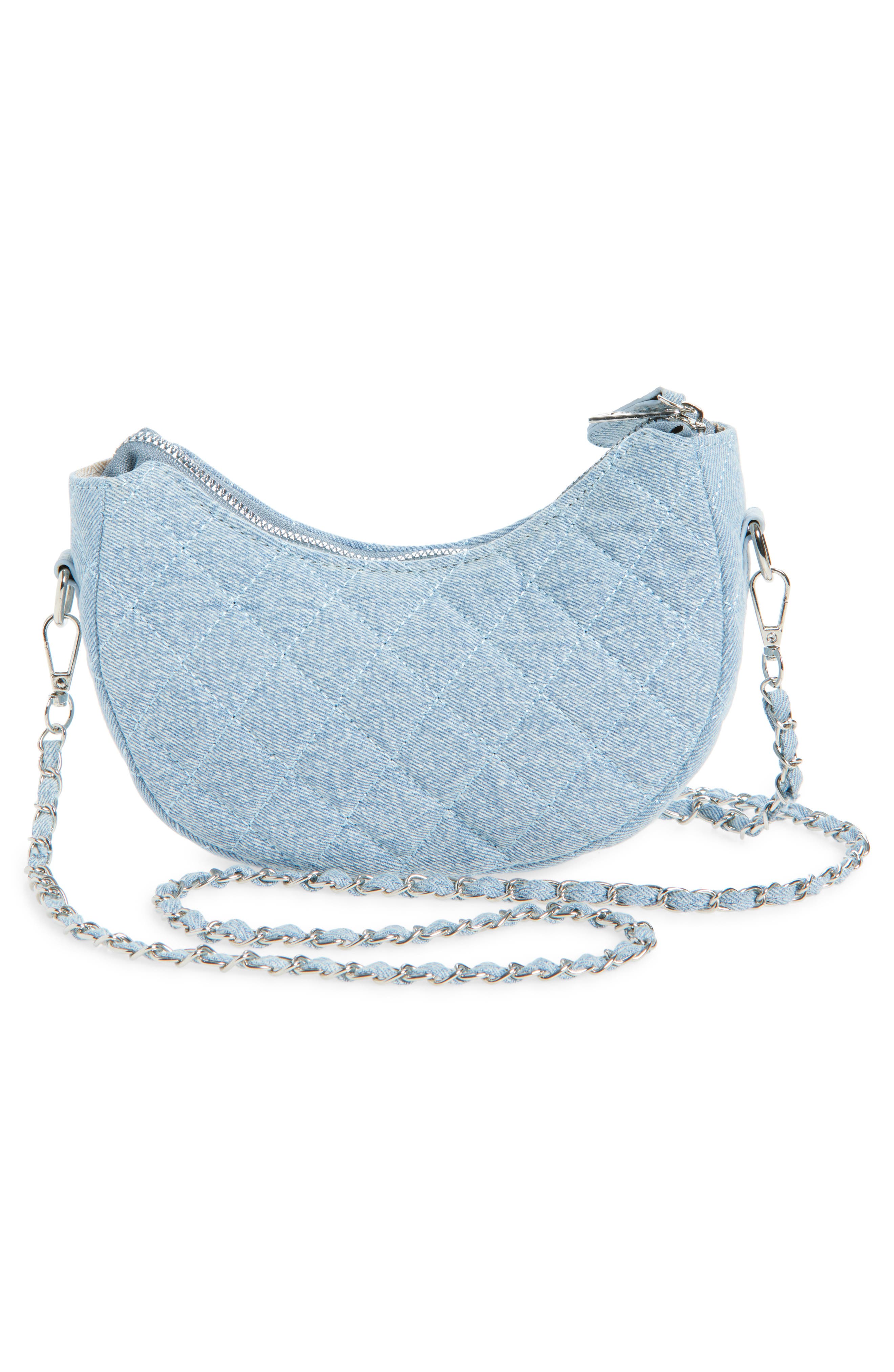 Ruby & Ry Kid's Quilted Denim Crossbody Bag, Alternate, color, Blue