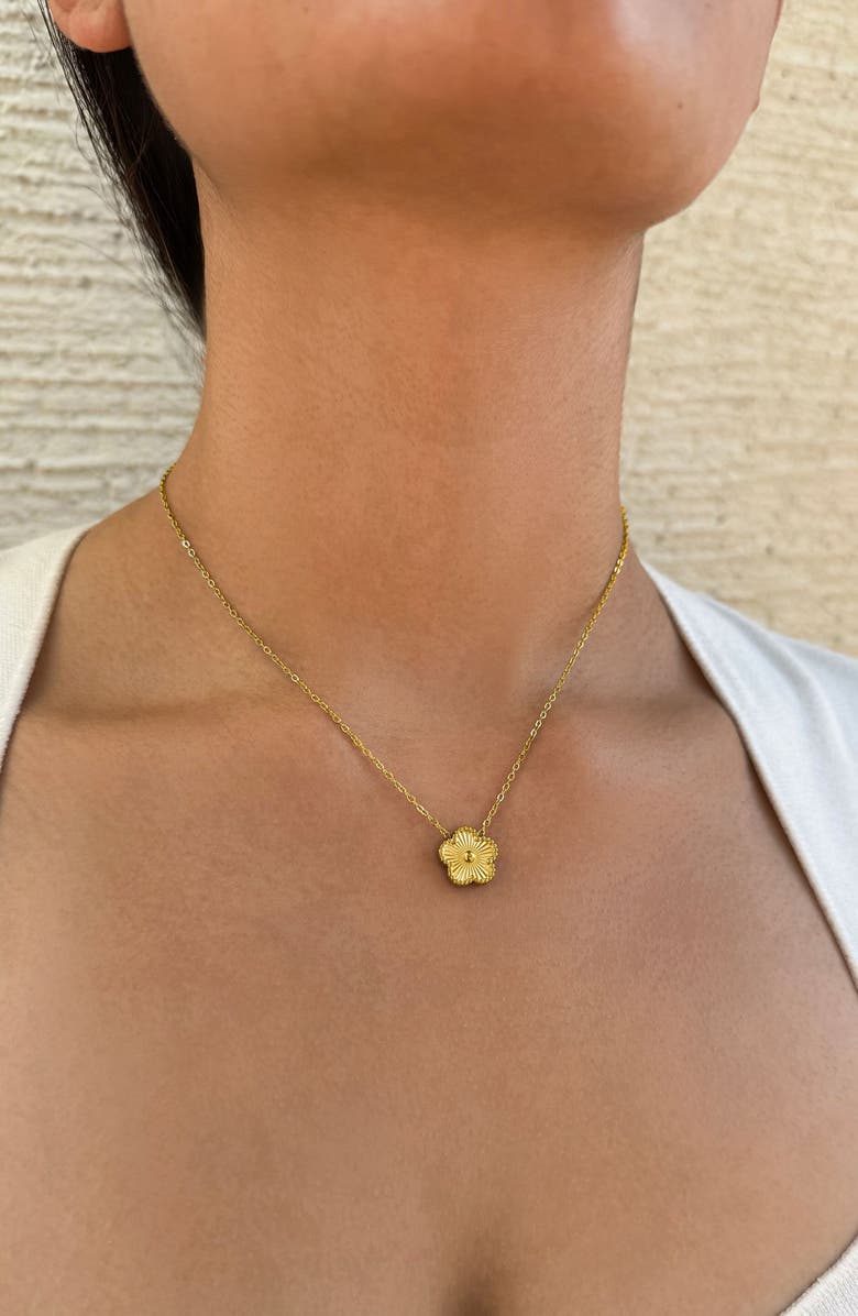 Adornia Tarnish Resistant Flower Pendant Necklace, Alternate, color, Gold